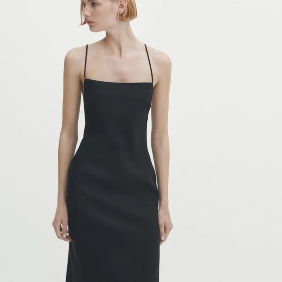 New Massimo Dutti Linen Blend Midi Dress - Picture 3 of 16